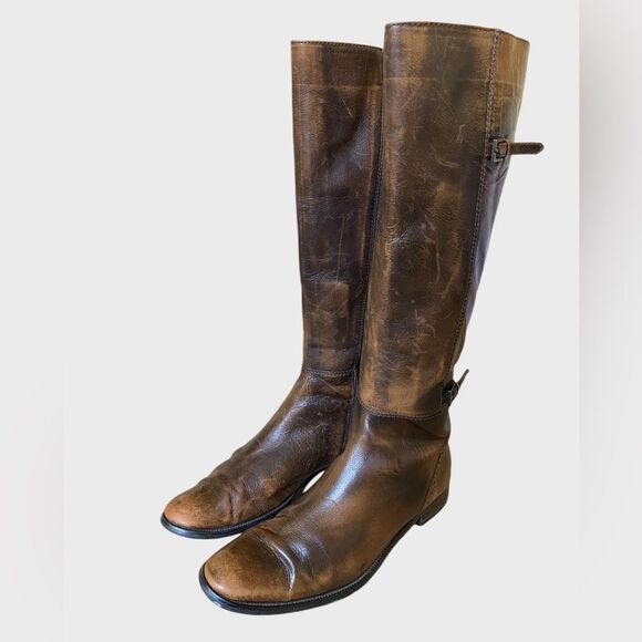Valerie Stevens Randolph Brown Fume Leather Tall Boots Sz 6.5 Equestrian Riding - Picture 4 of 14
